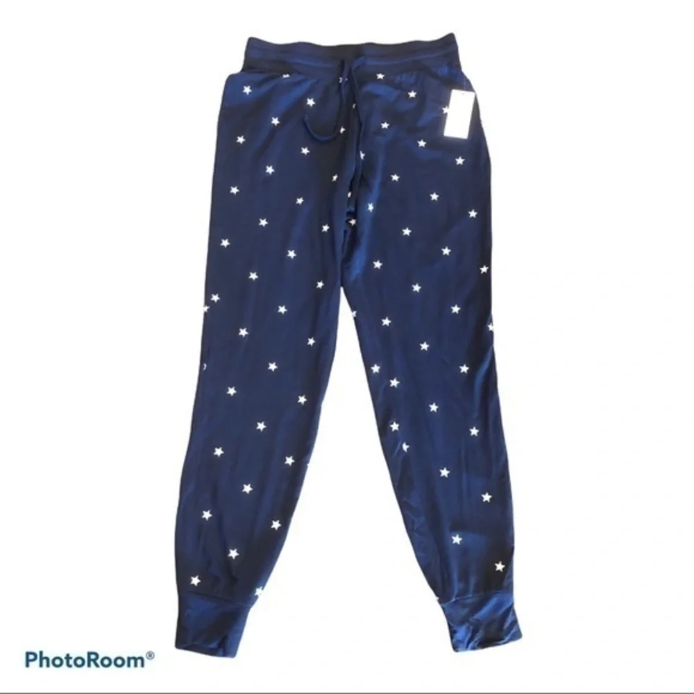 Splendid navy star embroidered drawstring joggers